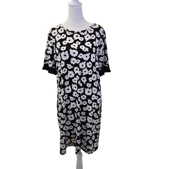 Michael Michael Kors Floral Pleat Sleeve Shift Dress Size Large - Picture 1 of 7